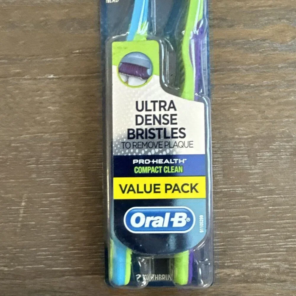 2 Pack Oral-B Ultra Dense Soft Bristles Manual Toothbrush Compact Clean Blue